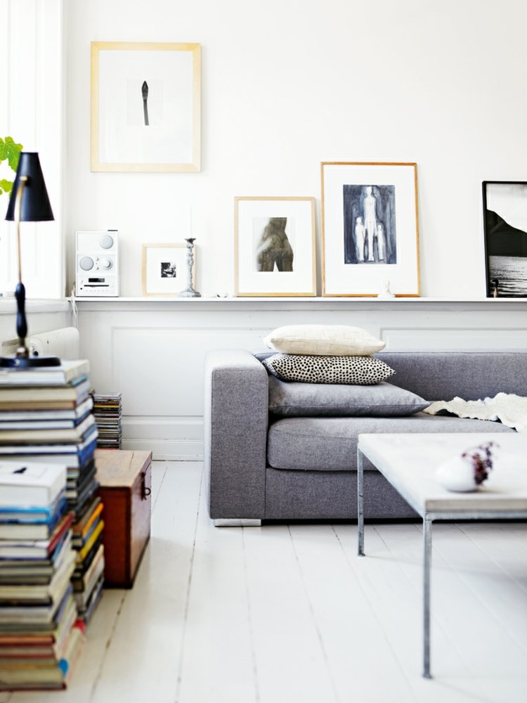 Scandinavian living room decoration gray sofa