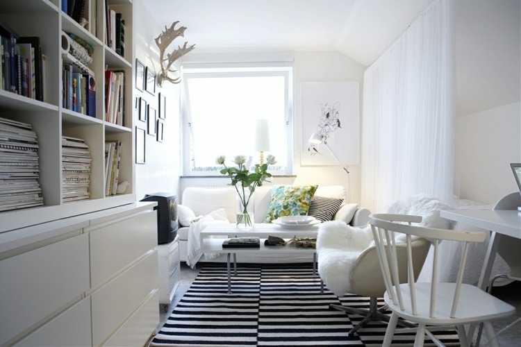 Scandinavian living room decor black white