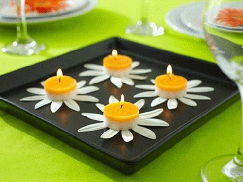 deco dining table tray flowers