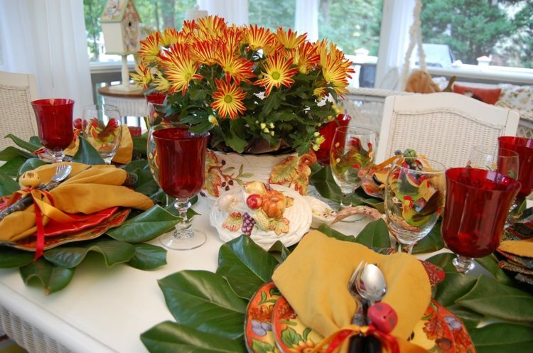 deco table autumn flowers