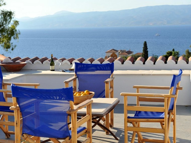 deco Greek terrace blue chairs