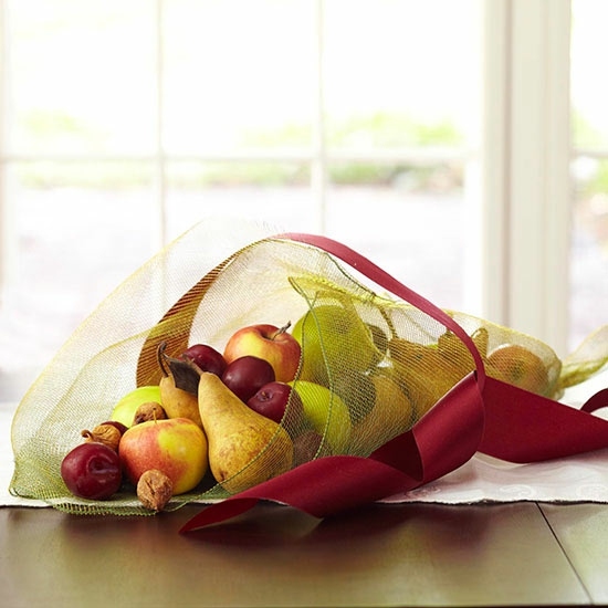 autumn decor fruit arrangement