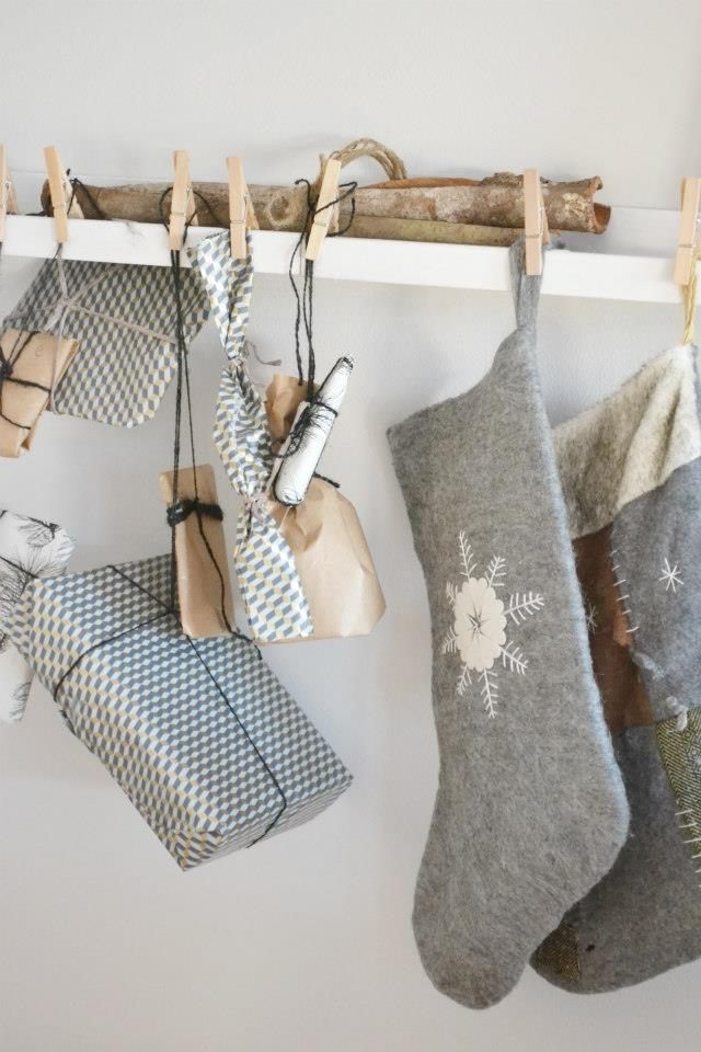 Christmas decoration-rustic-socks-gray