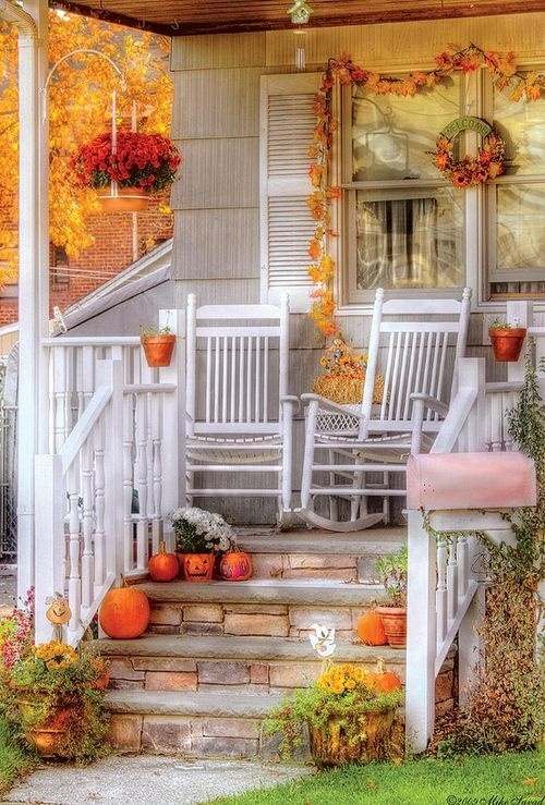 decoration autumn white veranda