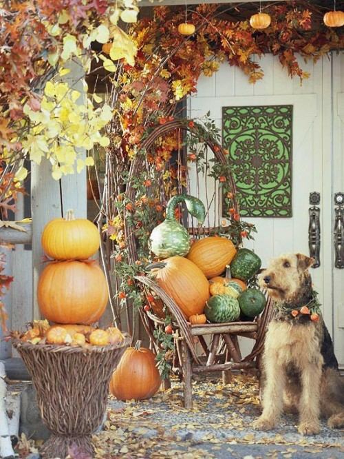 autumn decoration veranda idea