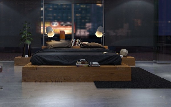 minimalist bedroom decoration wooden bed base