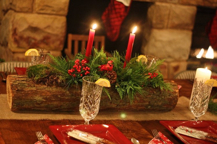 christmas table decoration to make oneself wood candles