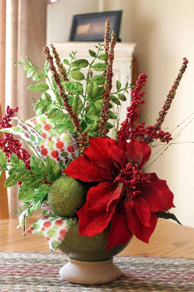 Christmas table decoration to make oneself flowers