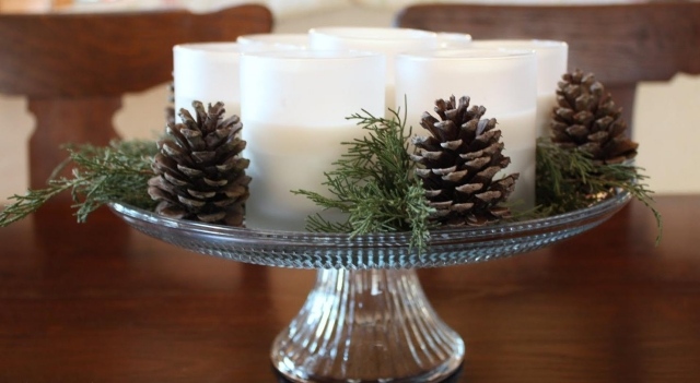 vinter-idéer-bords-dekoration av kott-pine-ljus