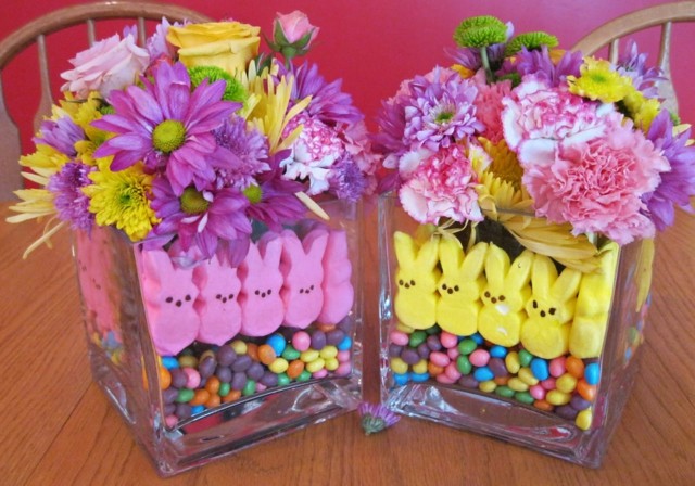 easter vases table decoration