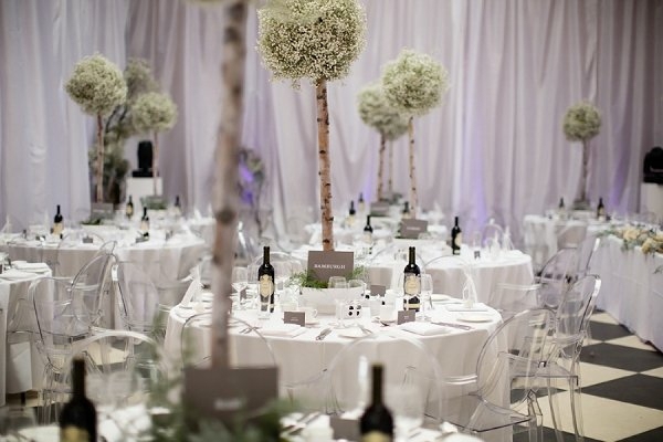 wedding decoration with trees rustic style