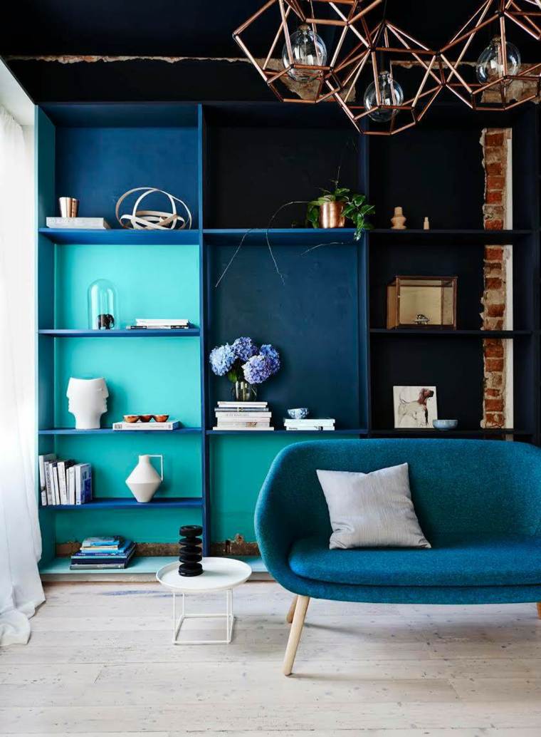 contemporary living room decoration blue electric