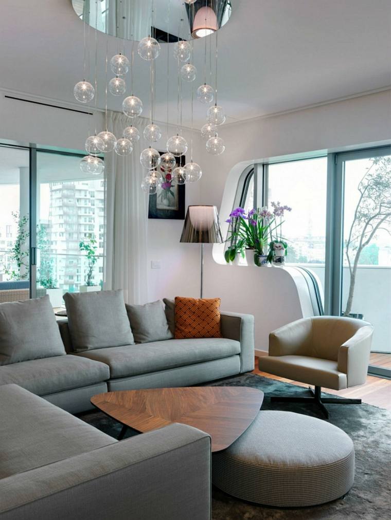 contemporary living room decoration gray sofa