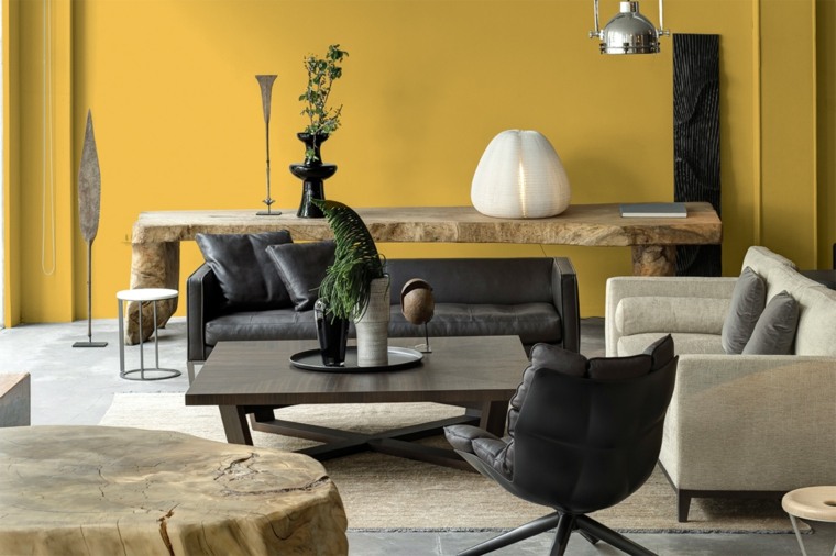 contemporary living room decoration yellow