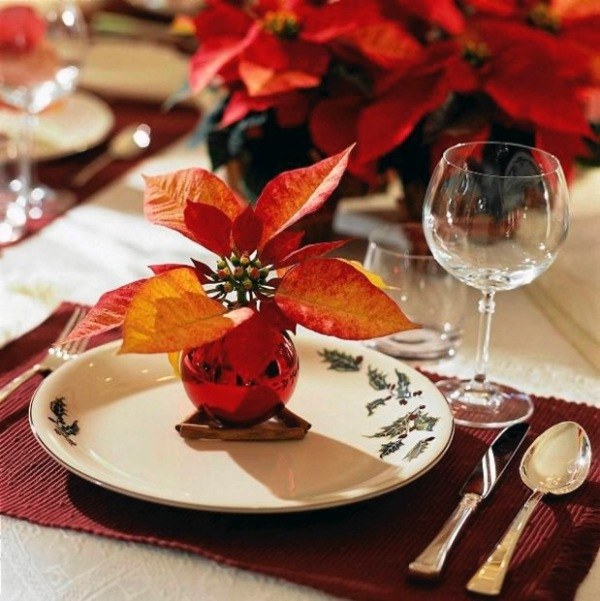 Krismas hiasan-meja-ball-merah-bunga bintang-christmas-merah placemat