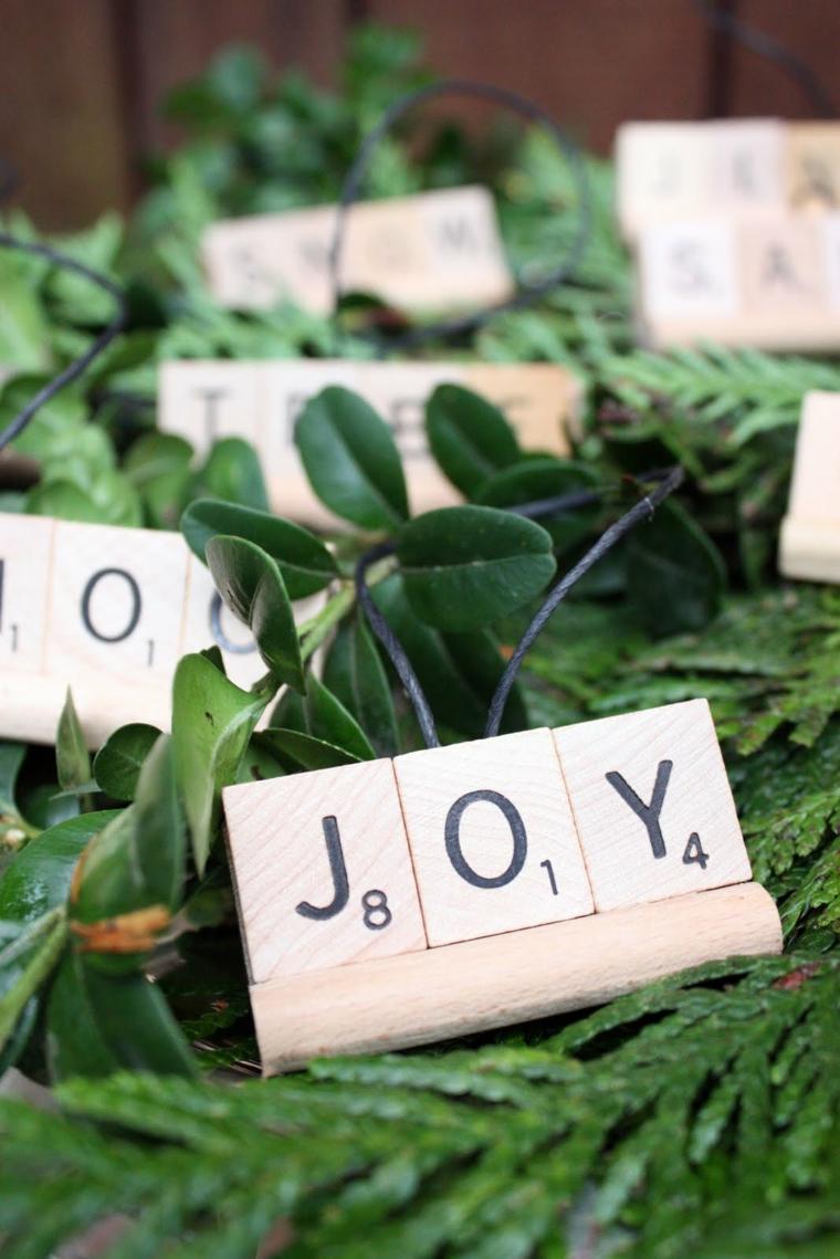 DIY scrabble Christmas decorations