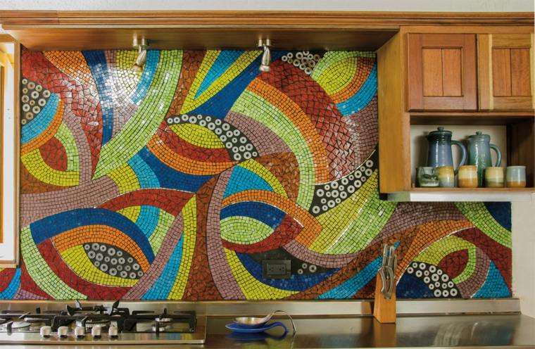 multicolored artistic backsplash