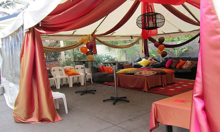 deco birthday man tent shelter many friends