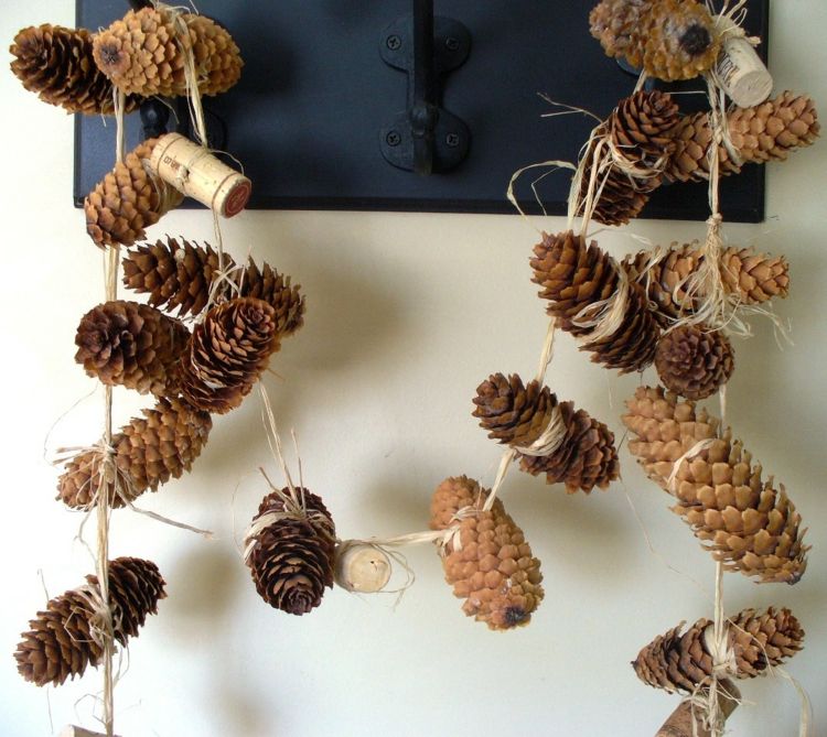 deco autumn garland rustic pine cones