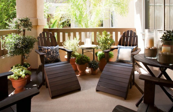 deco balcony lounge chairs wood