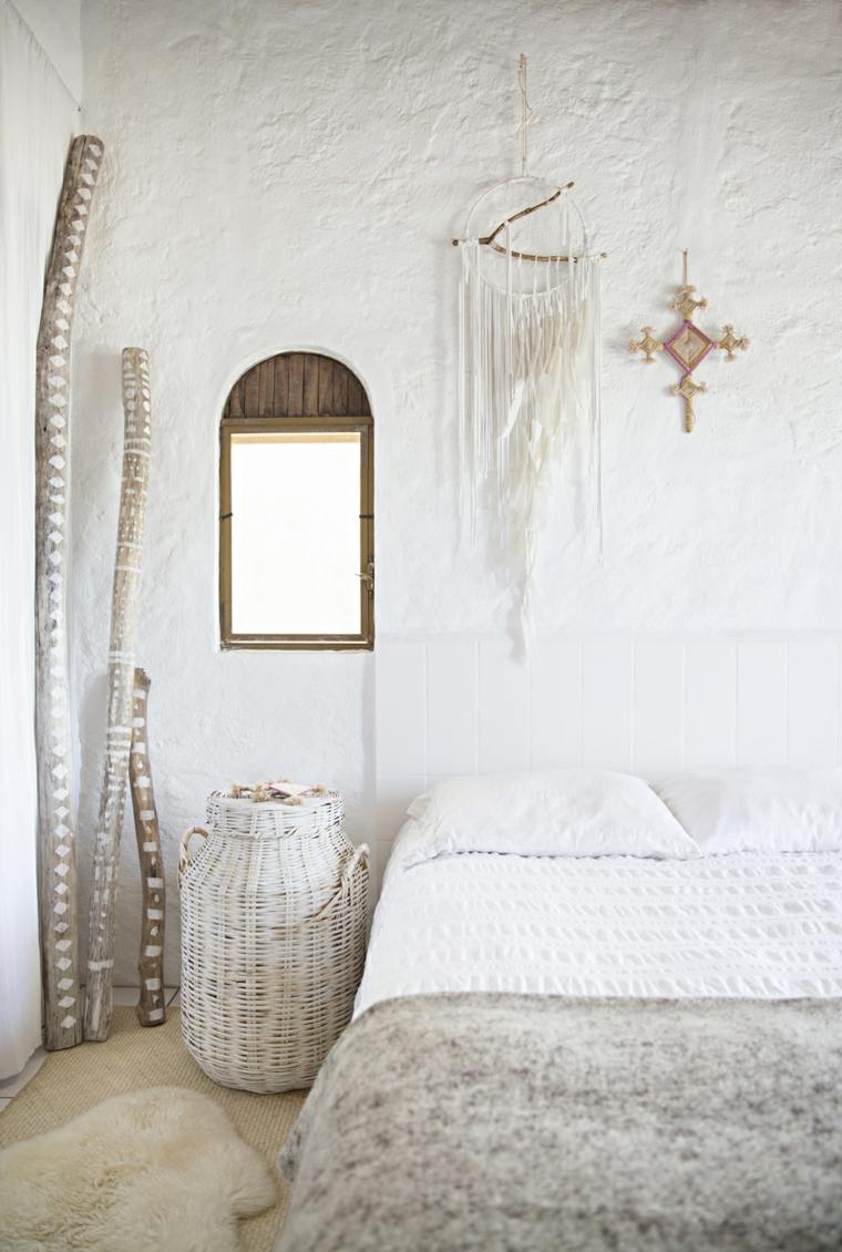 deco bohemian chic white idea wall deco bed trend