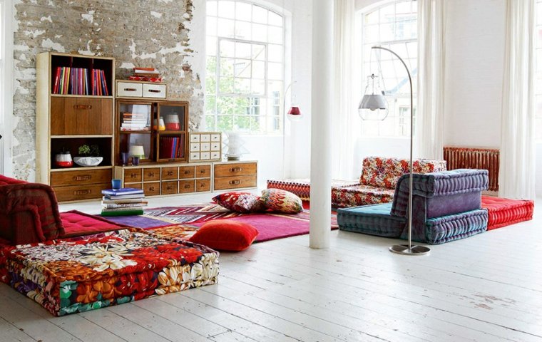 boho chic style deco living room