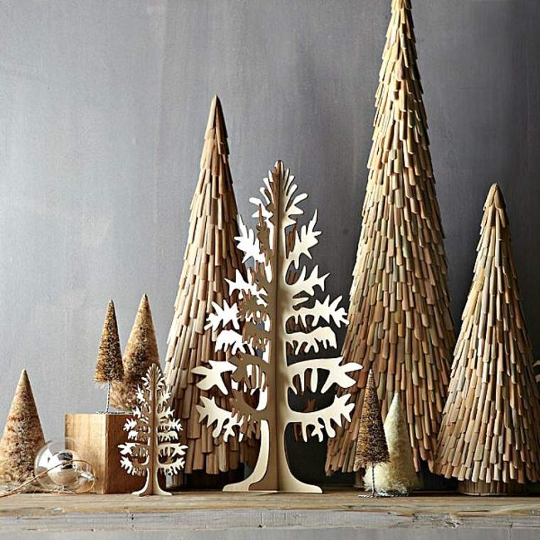 deco fir trees wood idea original modern design decorative objects