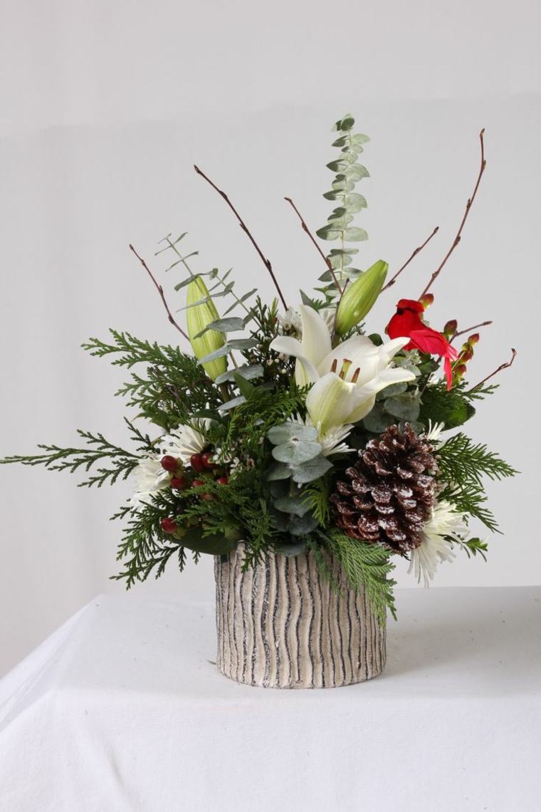 naturlige deco grene juletræ vase blomster komposition design