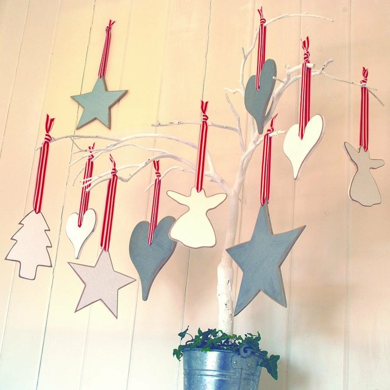 decoration christmas hanging fir wood idea figurines ribbon star wooden cheap