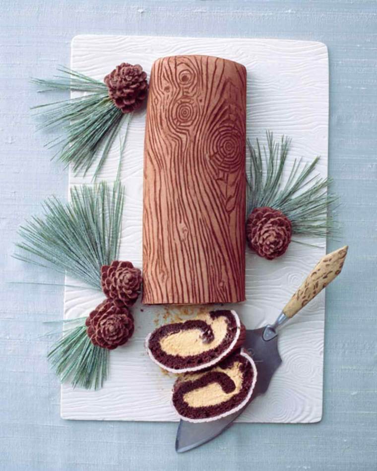 dekoration pinecones ide jule log bakke