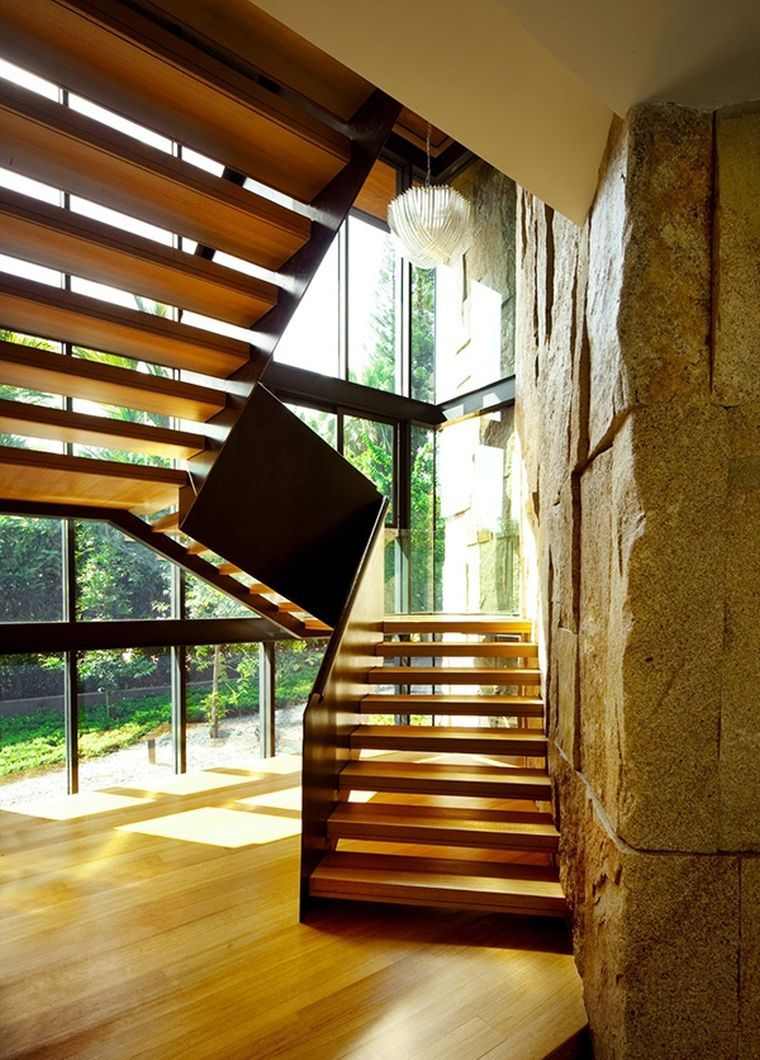 deco-cage stair-suspended-stone-wood