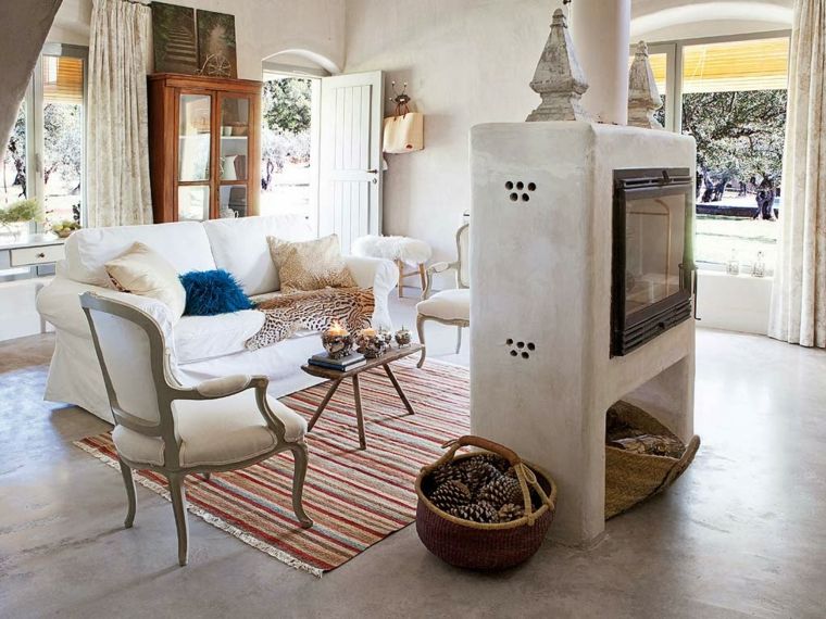 deco countryside chic landscaping living room fireplace