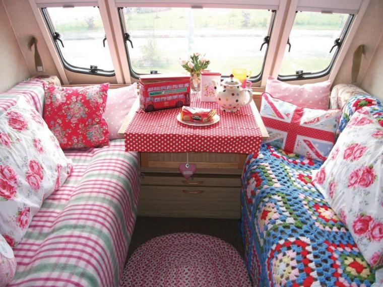 deco caravan sofa cushions idea wooden table