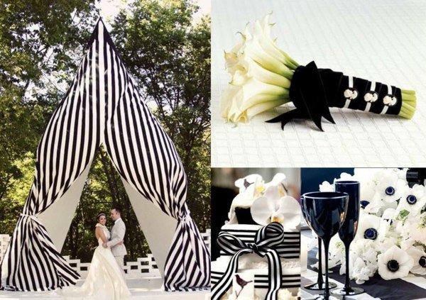 deco centerpiece wedding idea original black white minimalist