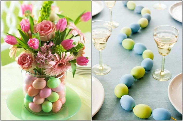 decoration table easter flowers bouquets eggs