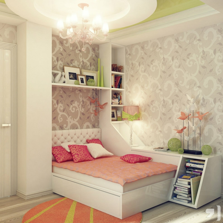 deco teen bedroom idea bed two wallpaper place