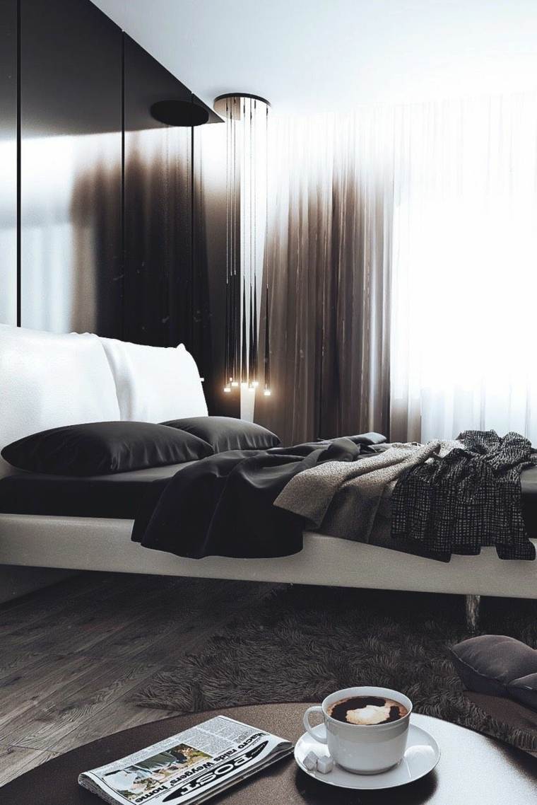 modern chic bedroom decor lines simple dark colors