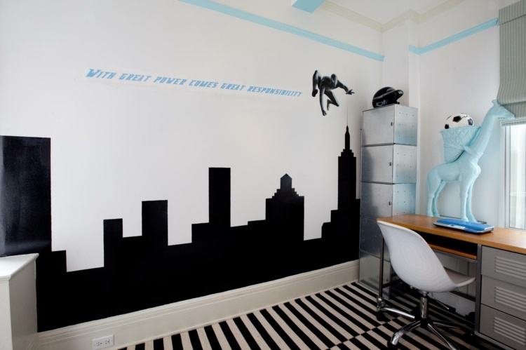 deco bedroom boy white black