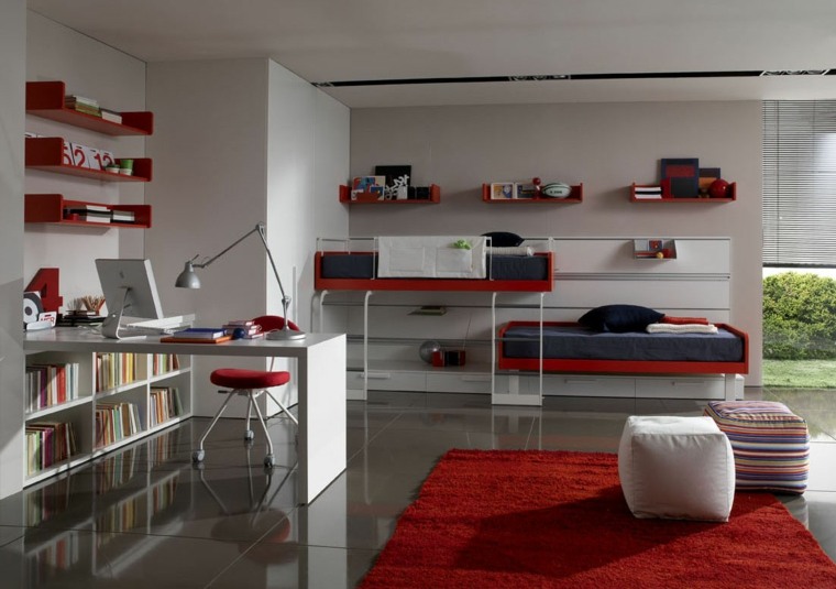 decoration teen room idea floor mat red modern design