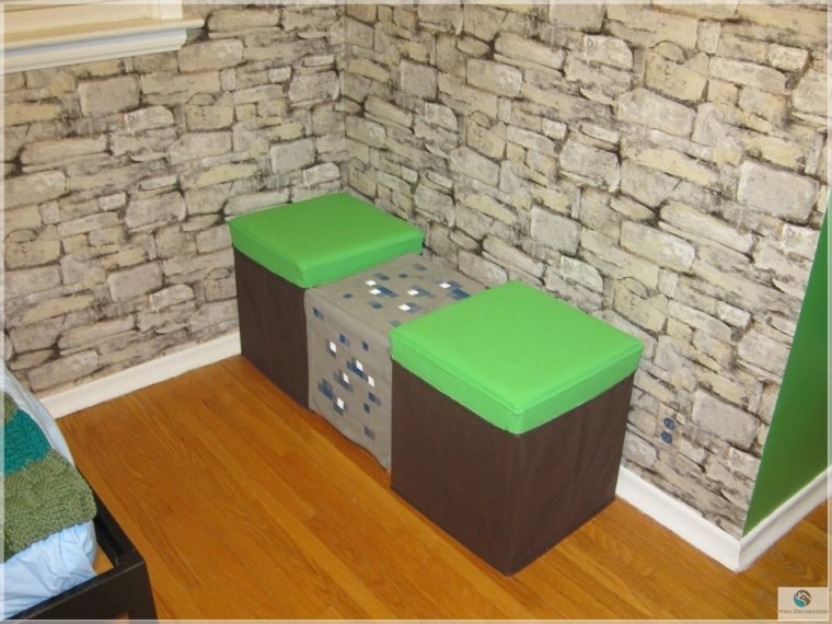 deco-chamber-Minecraft-stools-wood-green-cushions