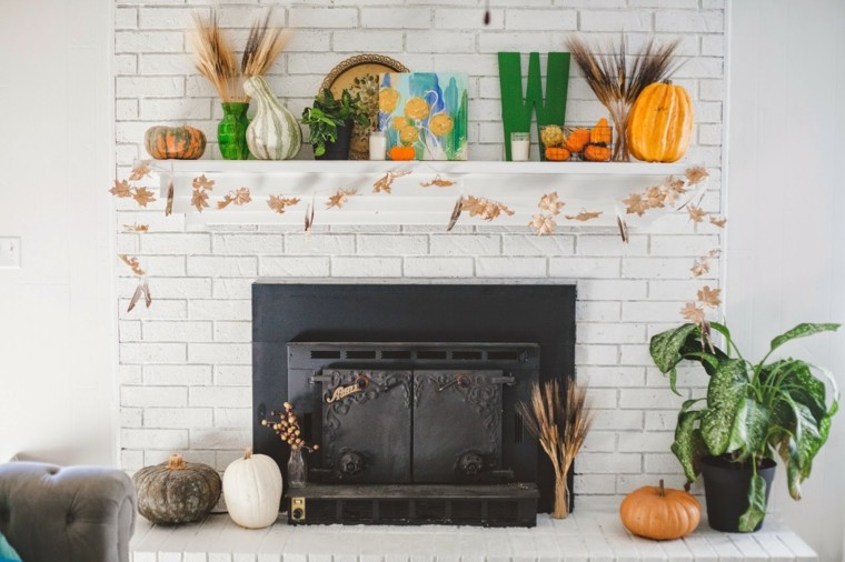 decor autumn leaves fireplace autumn