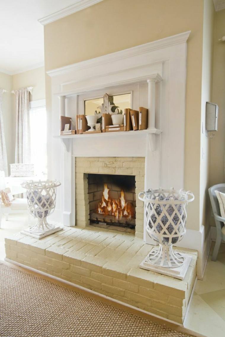 deco white elegant fireplace