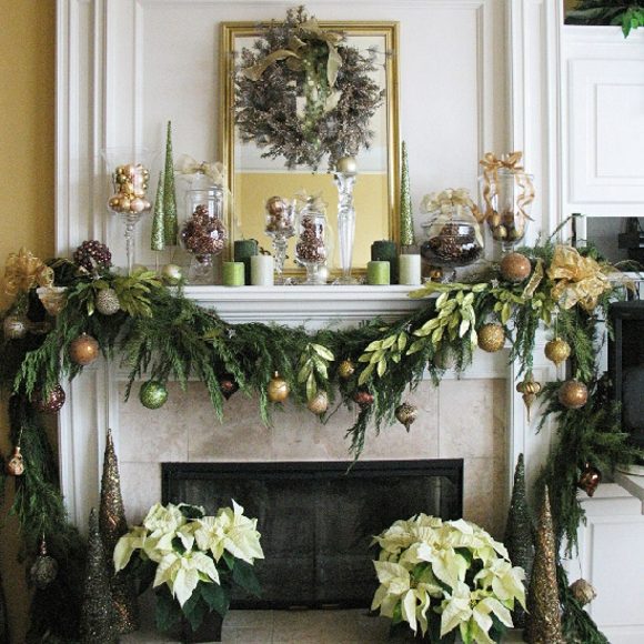 deco fireplace garland Christmas