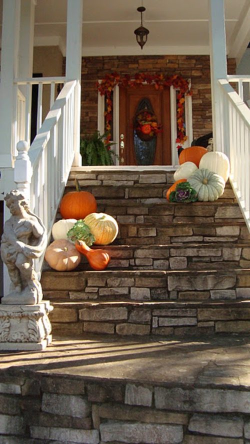 deco pumpkin stairs veranda