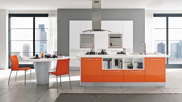 orange white kitchen deco