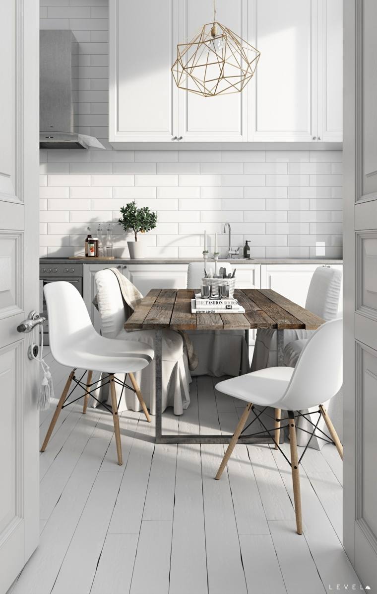 Scandinavian kitchen decor rustic table overall chic look