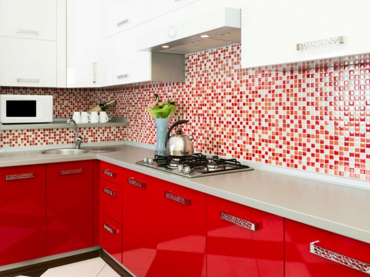 deco kitchen red tile