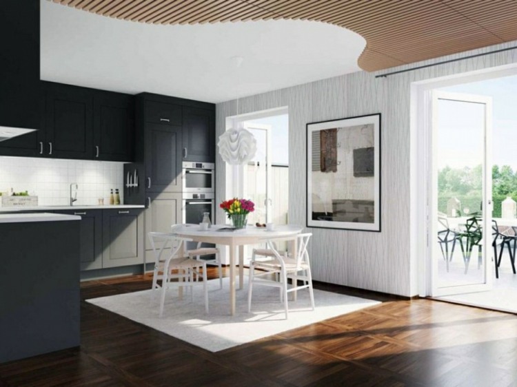 deco kitchen design black white