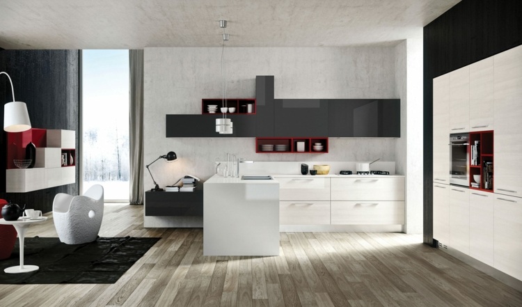 kitchen deco laquee black white