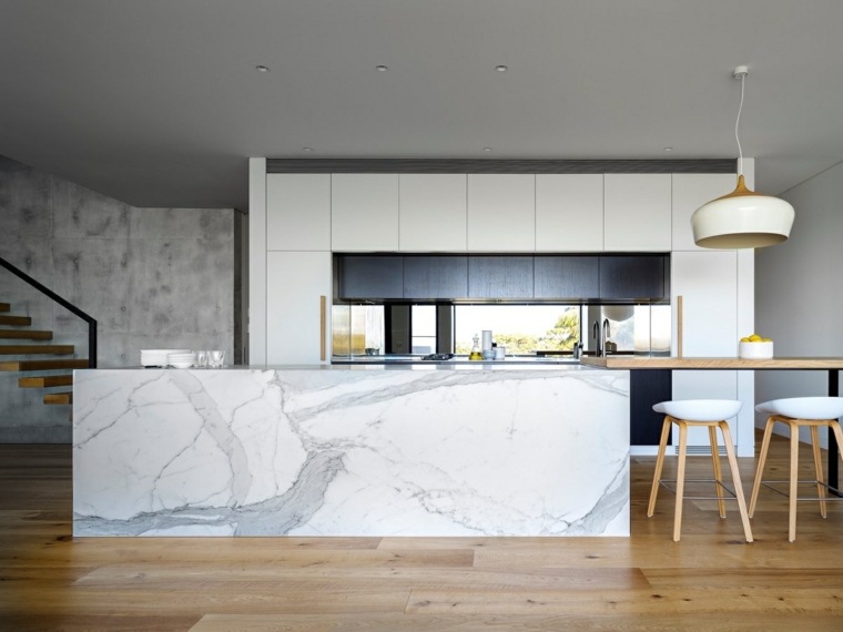 deco kitchen marble island wood-furniture modern design